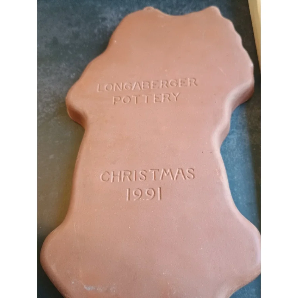 Vintage Longaberger Pottery Cookie Mold 1991 Kris Kringle Christmas Santa Cutter
